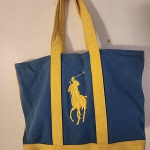 Polo by Ralph Lauren Blue and Yellow Shoulder Bag